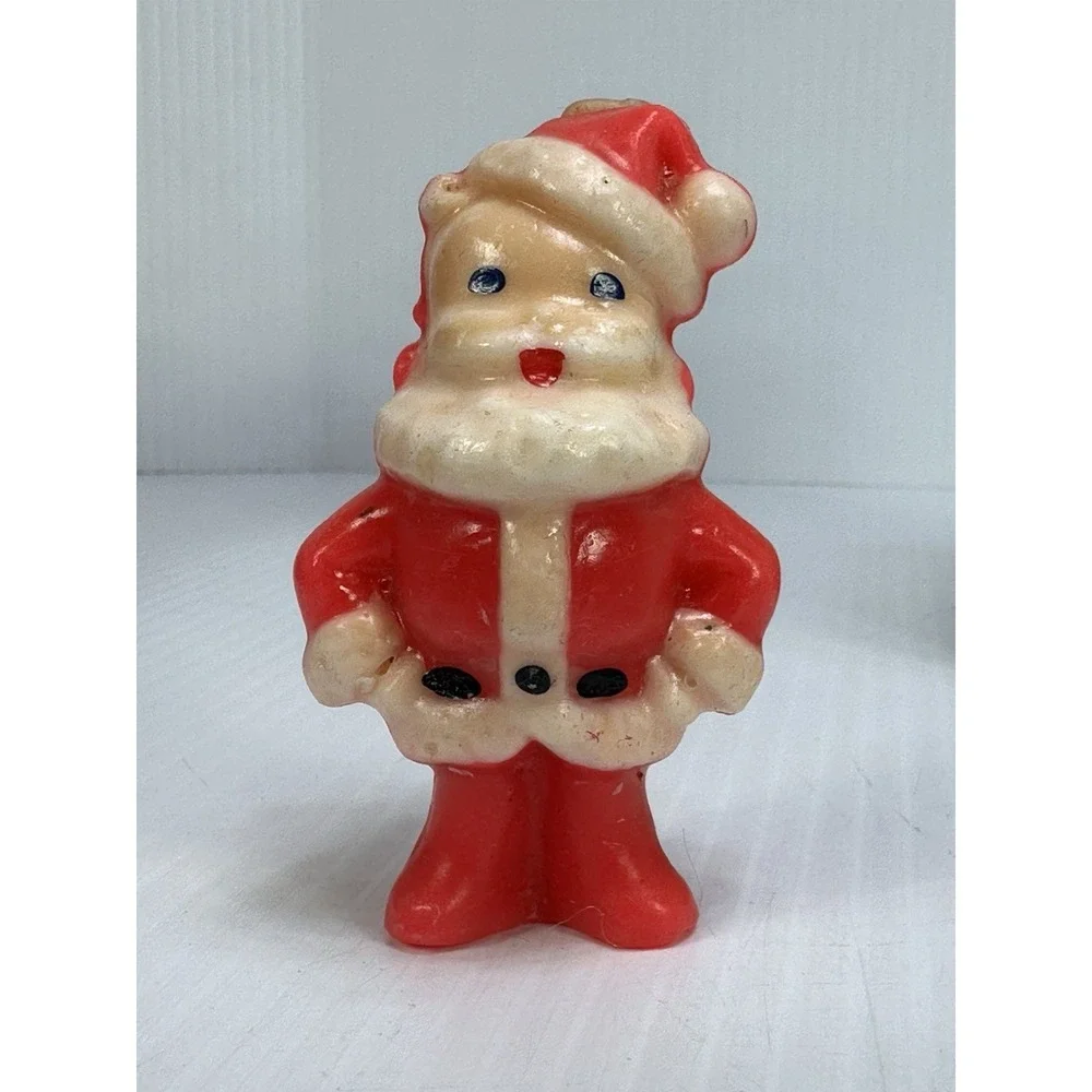 Vintage Lot 7 Gurley Candles 4 Santa 2 Snowman 1 Reindeer Wearing Bell